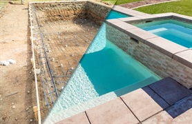 before-and-after-pool-build-construction-site-picture-id1144675499